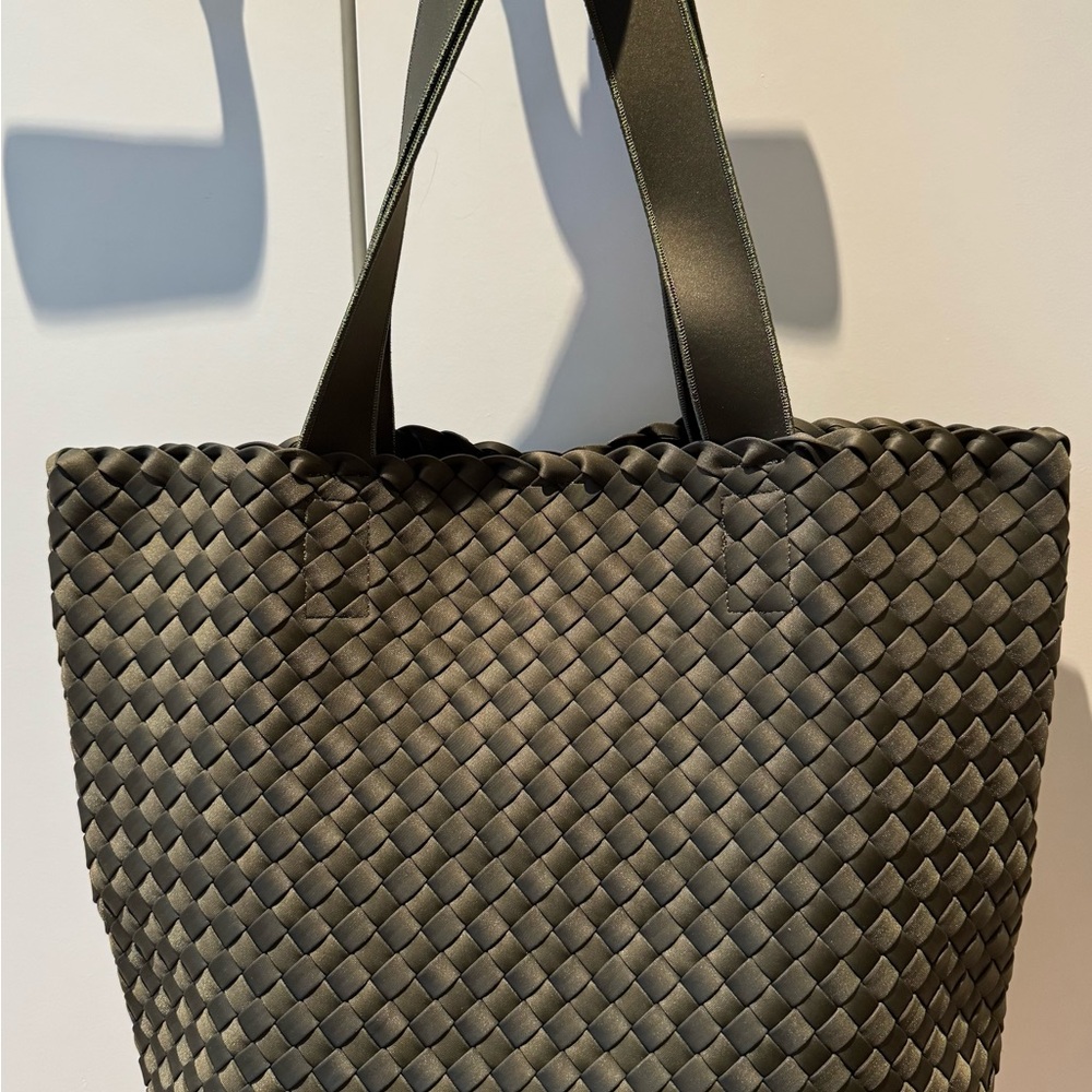 Naghedi Woven Tote in Olive Green